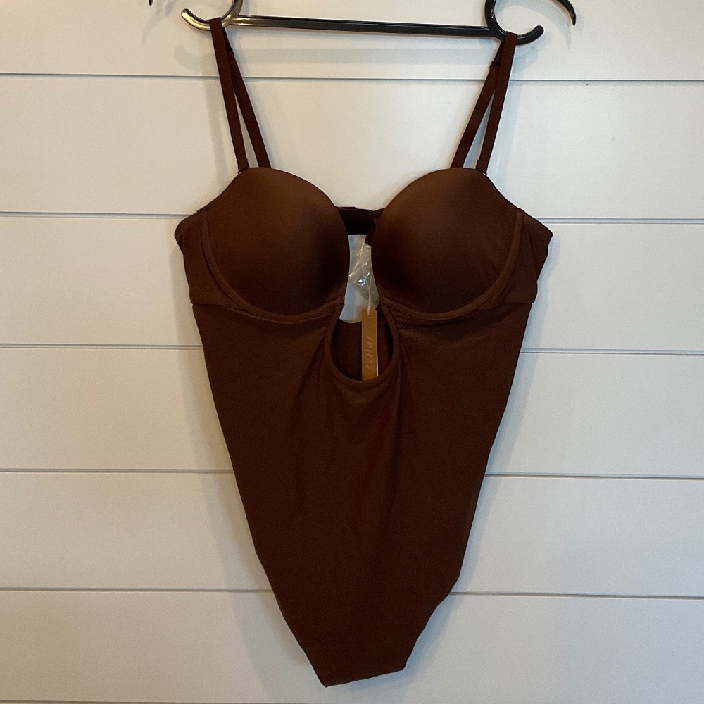 SKIMS Brown Sculpting One-Piece Bodysuit